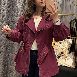 Beli Lastikli Tasarım Kot Ceket