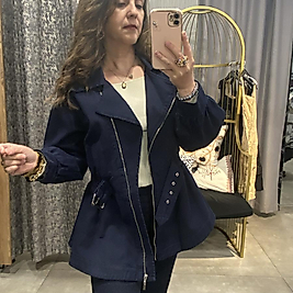 Beli Lastikli Tasarım Kot Ceket