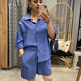 Beli Lastikli Gömlekli Şortlu Takım