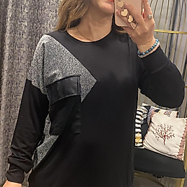 İnce Deri Cep Detaylı Kadın Triko