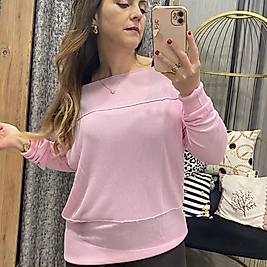 Vıskon İp İnce Triko Kayık Yaka Kazak