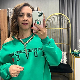 Kendinden Kolyeli Omuz Dekolteli Sweatshirt