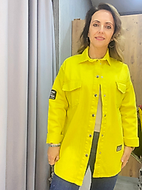 Gabardin Kalın Kumaş Sarı Renk Gömlek