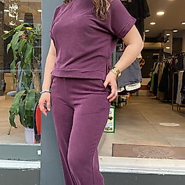 Bisiklet Yaka Pike Modal bordo Giy Çık Takım