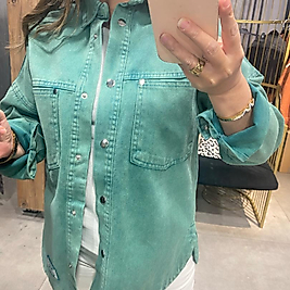 Arma Detaylı Yeşil Kot Gömlek