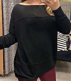 Vıskon İp İnce Triko Kayık Yaka Kazak