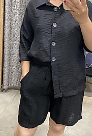 Beli Lastikli Gömlekli Şortlu Takım