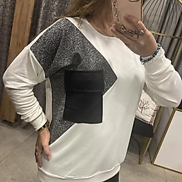 İnce Deri Cep Detaylı Kadın Triko